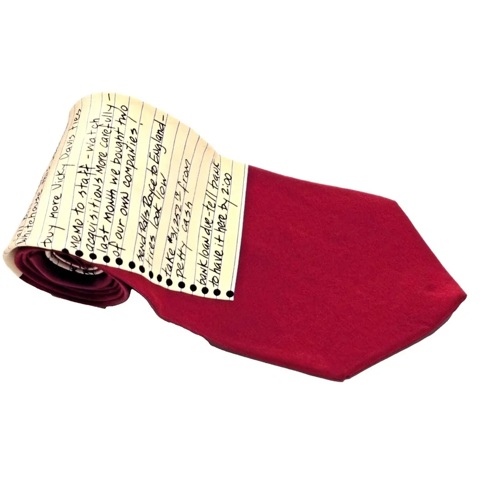 Vicky Davis Silk‎ Novelty Tie To Do List Bill Clinton Era Humor Men's Vintage